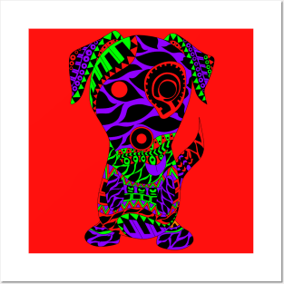 ecopop dog in pet style with totonac patterns Posters and Art